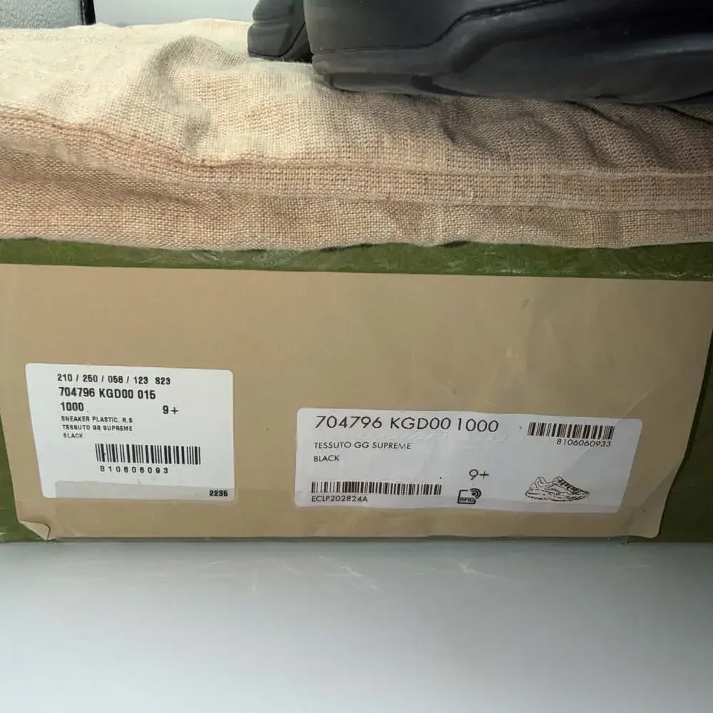 Gucci GG Rhyton Black Monogram Canvas Sneakers 704796 KGD00 1000